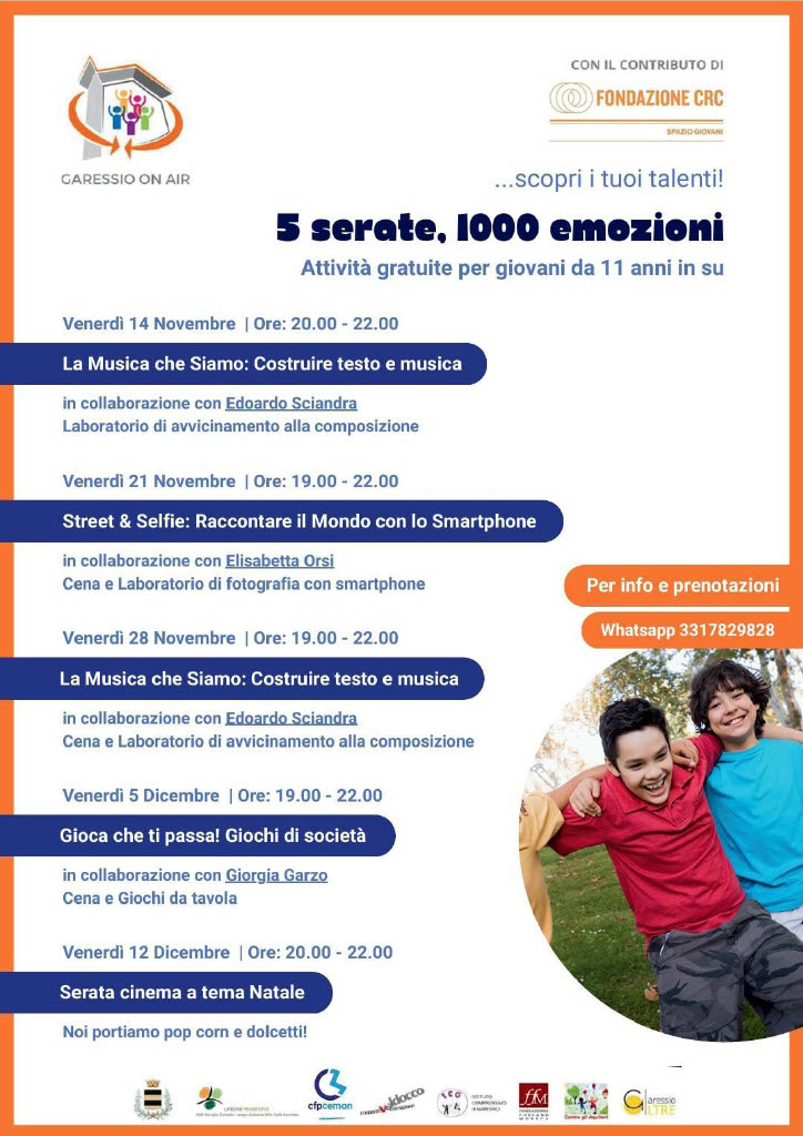 elenco delle date in cui si terranno gli eventi come specificato nei campi sopra 