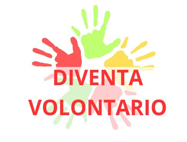 IMPRONTE DI MANI con la scritta diventa volontario