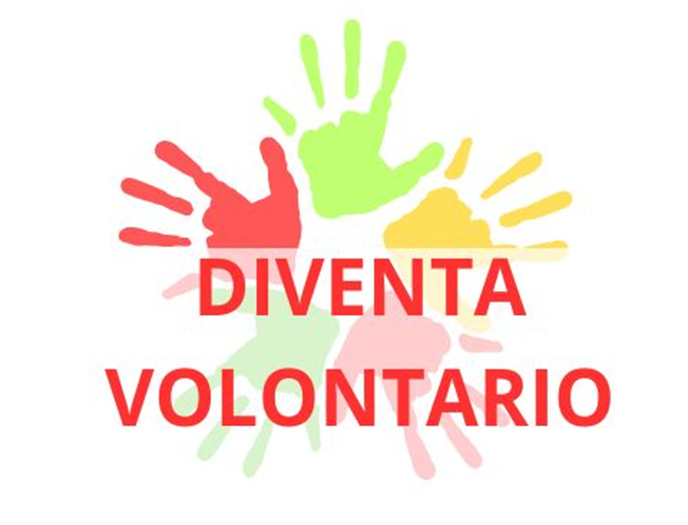 IMPRONTE DI MANI con la scritta diventa volontario