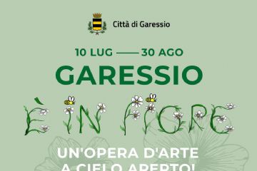 locandina promozionale sfondo verde con logo della manifestazione Garessio è in Fiore e programma dell'evento finale del 29-30 agosto